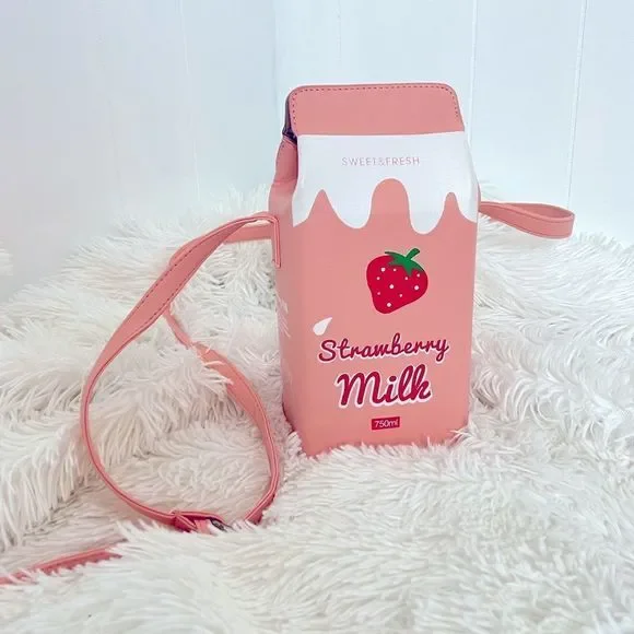 Boutique Strawberry Milk Carton Mini Purse - Picture 2 of 12